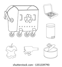 Isolated object of garbage and ecology symbol. Collection of garbage and recycling vector icon for stock.