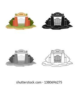 Isolated object of gate  and arch icon. Collection of gate  and wall stock vector illustration.