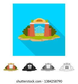 Isolated object of gate  and arch icon. Set of gate  and wall stock symbol for web.