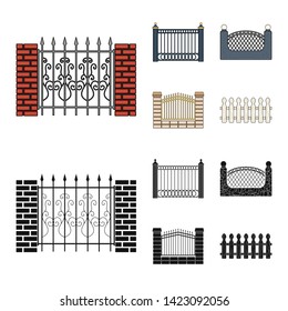 Isolated object of gate and fence icon. Collection of gate and wall stock symbol for web.