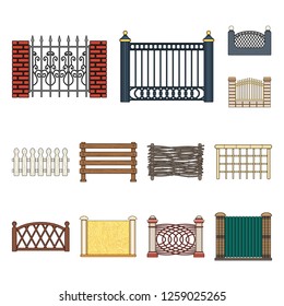 Isolated object of gate and fence logo. Collection of gate and wall vector icon for stock.