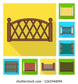 Isolated object of gate and fence logo. Set of gate and wall stock vector illustration.