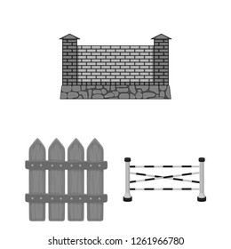 Isolated object of gate and fence logo. Set of gate and wall vector icon for stock.