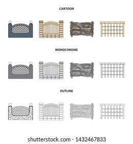 Isolated object of gate and fence logo. Collection of gate and wall stock symbol for web.