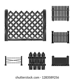 Isolated object of gate and fence sign. Set of gate and wall vector icon for stock.