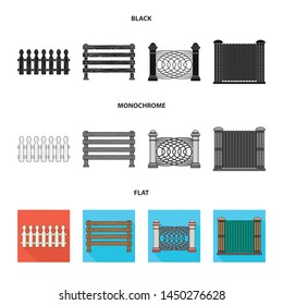 Isolated object of gate and fence sign. Set of gate and wall stock vector illustration.