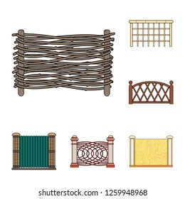 Isolated object of gate and fence symbol. Collection of gate and wall stock vector illustration.
