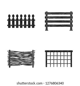 Isolated object of gate and fence symbol. Collection of gate and wall stock symbol for web.
