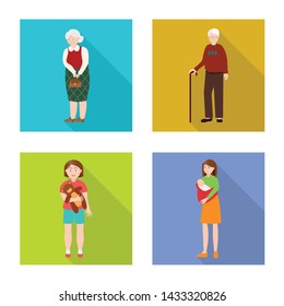 Isolated object of generation and happy icon. Collection of generation and avatar stock vector illustration.