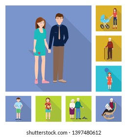 Isolated object  generation  and happy  sign. Set  generation  and avatar  stock vector illustration.