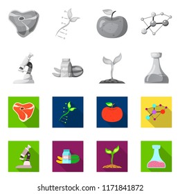 Isolated object of genetic and plant icon. Collection of genetic and biotechnology stock symbol for web.