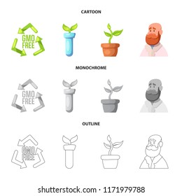 Isolated object of genetic and plant icon. Collection of genetic and biotechnology vector icon for stock.