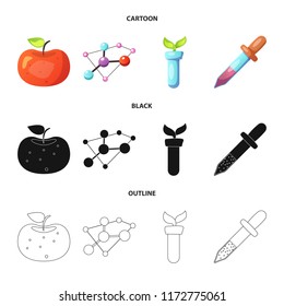Isolated object of genetic and plant icon. Collection of genetic and biotechnology stock symbol for web.