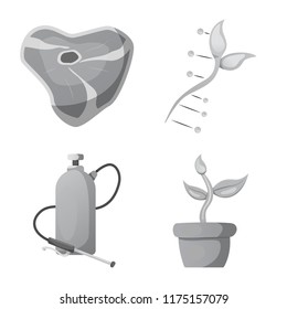 Isolated object of genetic and plant icon. Collection of genetic and biotechnology stock symbol for web.