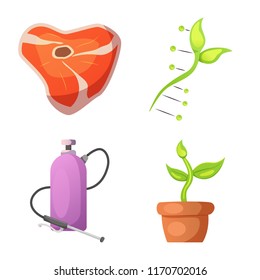 Isolated object of genetic and plant logo. Set of genetic and biotechnology stock symbol for web.