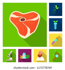 Isolated object of genetic and plant logo. Set of genetic and biotechnology stock symbol for web.