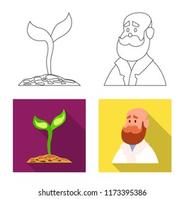 Isolated object of genetic and plant logo. Set of genetic and biotechnology stock symbol for web.