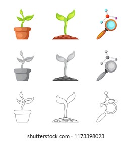 Isolated object of genetic and plant logo. Collection of genetic and biotechnology stock vector illustration.