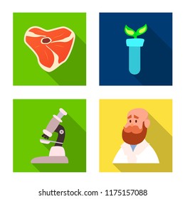 Isolated object of genetic and plant logo. Set of genetic and biotechnology vector icon for stock.