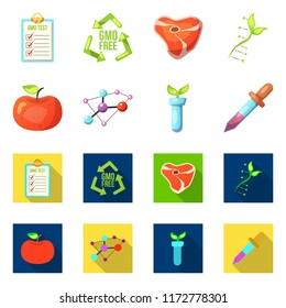 Isolated object of genetic and plant sign. Collection of genetic and biotechnology vector icon for stock.