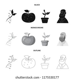 Isolated object of genetic and plant sign. Set of genetic and biotechnology stock vector illustration.
