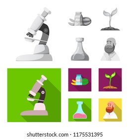 Isolated object of genetic and plant sign. Collection of genetic and biotechnology stock vector illustration.