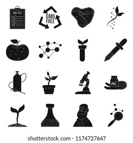 Isolated object of genetic and plant symbol. Collection of genetic and biotechnology vector icon for stock.