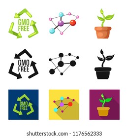 Isolated object of genetic and plant symbol. Set of genetic and biotechnology vector icon for stock.