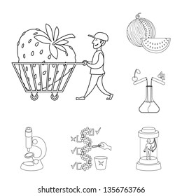 Isolated object of genetic and science icon. Collection of genetic and organic stock symbol for web.