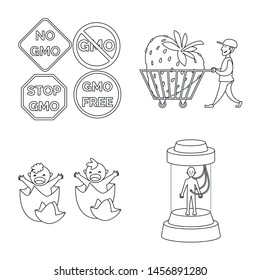 Isolated object of genetic and science icon. Collection of genetic and organic stock vector illustration.