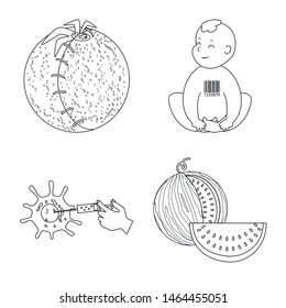 Isolated object of genetic and science sign. Set of genetic and organic vector icon for stock.