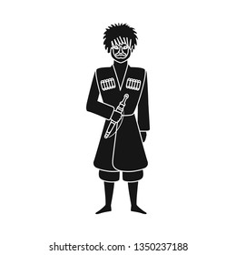 Isolated object of Georgian  and man sign. Collection of Georgian  and costume  stock symbol for web.