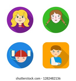 Isolated object of girl and boy  icon. Collection of girl and school stock vector illustration.