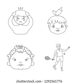 Isolated object of girl and boy  logo. Collection of girl and school stock symbol for web.