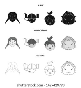 Isolated object of girl and boy logo. Collection of girl and school vector icon for stock.