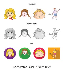 Isolated object of girl and boy logo. Set of girl and school stock vector illustration.