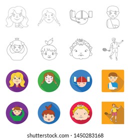Isolated object of girl and boy logo. Collection of girl and school stock symbol for web.