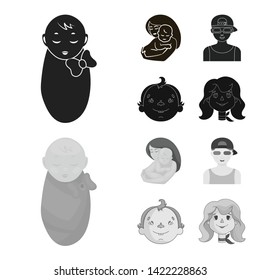 Isolated object of girl and boy  symbol. Set of girl and school stock symbol for web.
