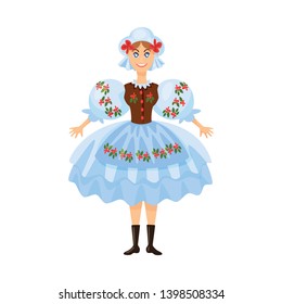 Isolated object of girl and polish sign. Collection of girl and european stock vector illustration.