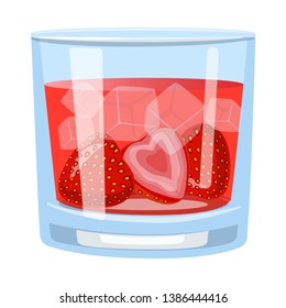 Isolated object of glass and strawberry icon. Set of glass and glass stock symbol for web.