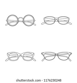 Isolated object of glasses and frame icon. Collection of glasses and accessory vector icon for stock.