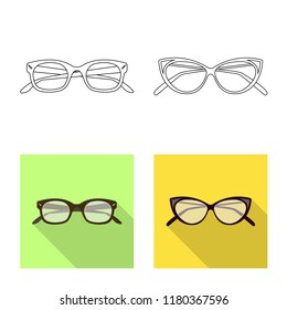 Isolated object of glasses and frame icon. Collection of glasses and accessory stock vector illustration.