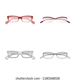 Isolated object of glasses and frame icon. Set of glasses and accessory stock vector illustration.