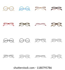 Isolated object of glasses and frame icon. Collection of glasses and accessory vector icon for stock.