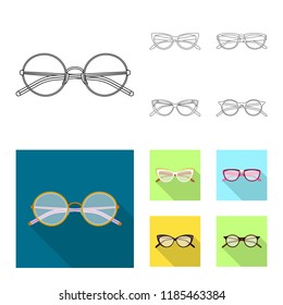 Isolated object of glasses and frame icon. Collection of glasses and accessory vector icon for stock.