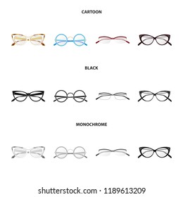 Isolated object of glasses and frame icon. Collection of glasses and accessory stock symbol for web.