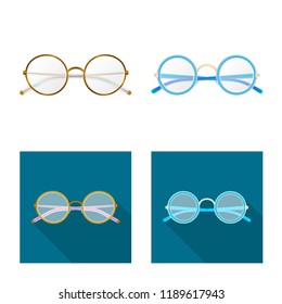 Isolated object of glasses and frame icon. Collection of glasses and accessory stock vector illustration.
