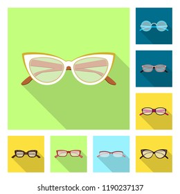 Isolated object of glasses and frame icon. Collection of glasses and accessory vector icon for stock.