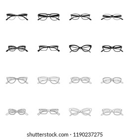 Isolated object of glasses and frame icon. Set of glasses and accessory stock vector illustration.