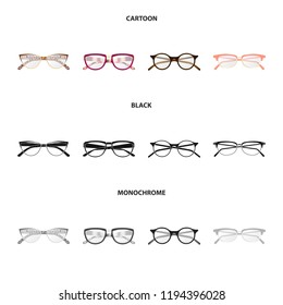 Isolated object of glasses and frame icon. Collection of glasses and accessory vector icon for stock.